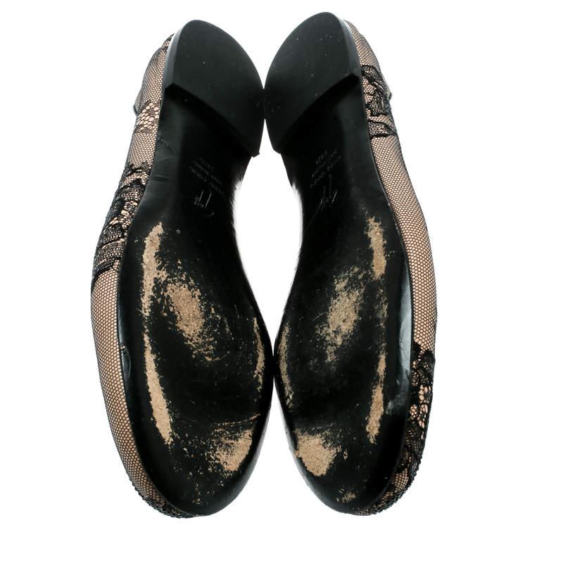 Giuseppe Zanotti Black Mesh and Crystal Embellished Ballet Flats Size 38 In Good Condition For Sale In Dubai, Al Qouz 2