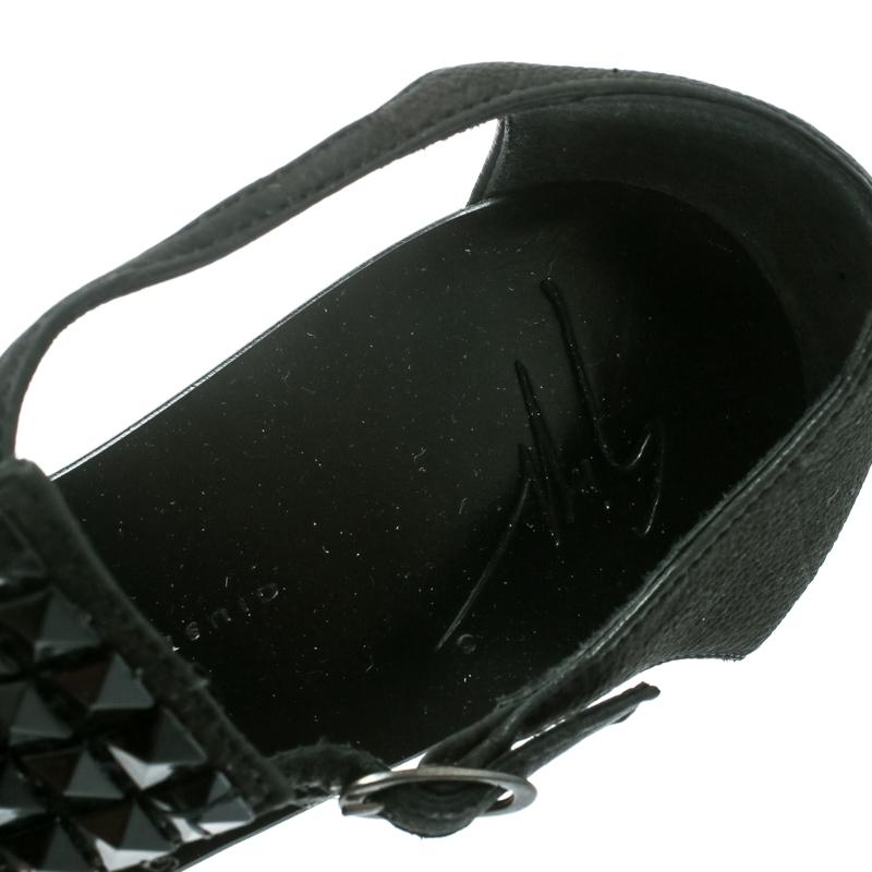 Giuseppe Zanotti Black Nubuck Leather Studded Flat Sandals Size 35 2