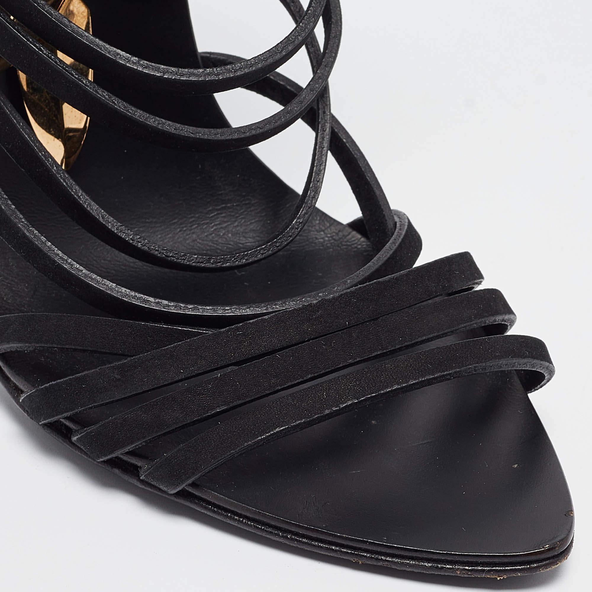 Giuseppe Zanotti Nero Nubuck Strappy Mortisia  Sandali taglia 37 in vendita 4
