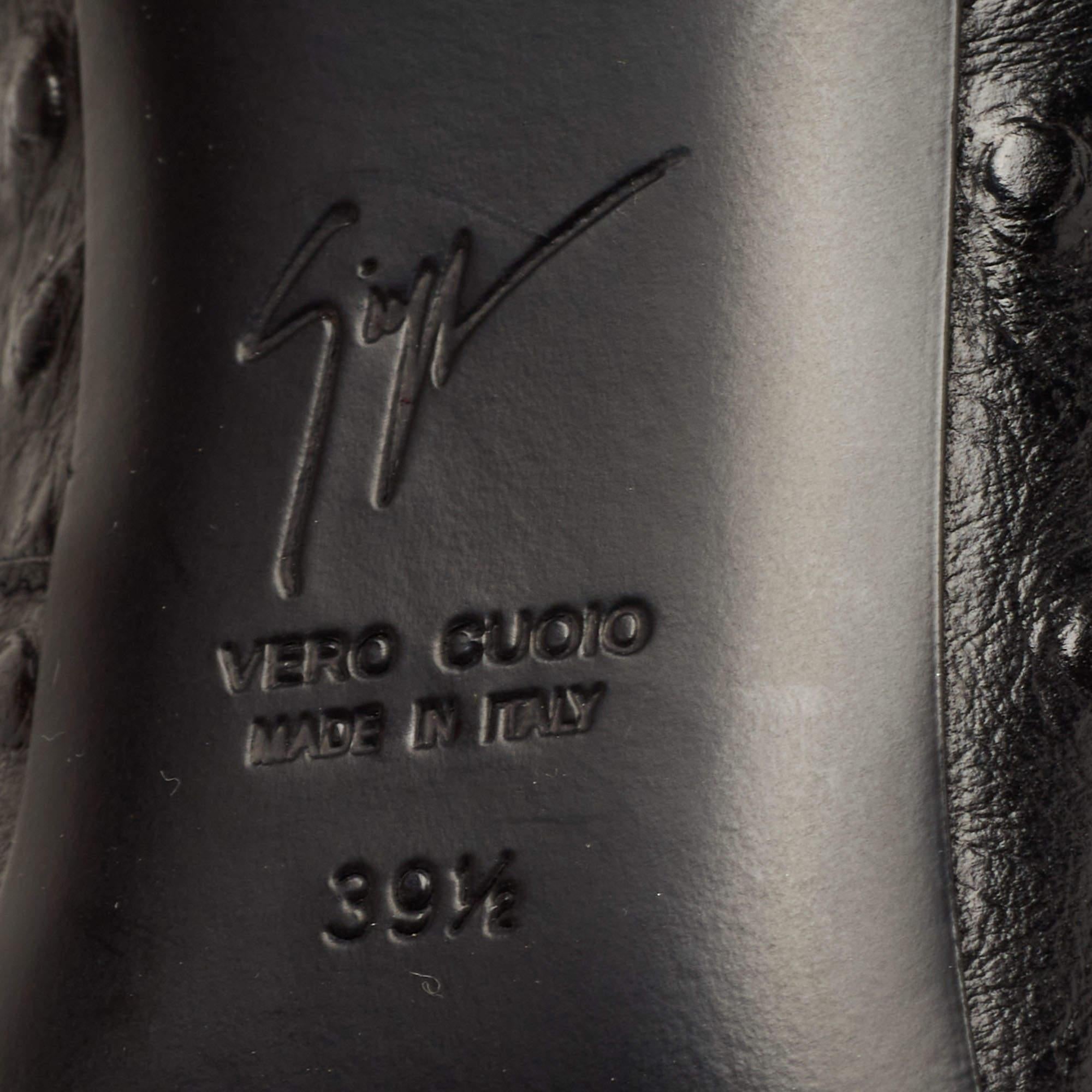 Giuseppe Zanotti Black Ostrich Embossed Leather Lucrezia Pumps Size 39.5 3