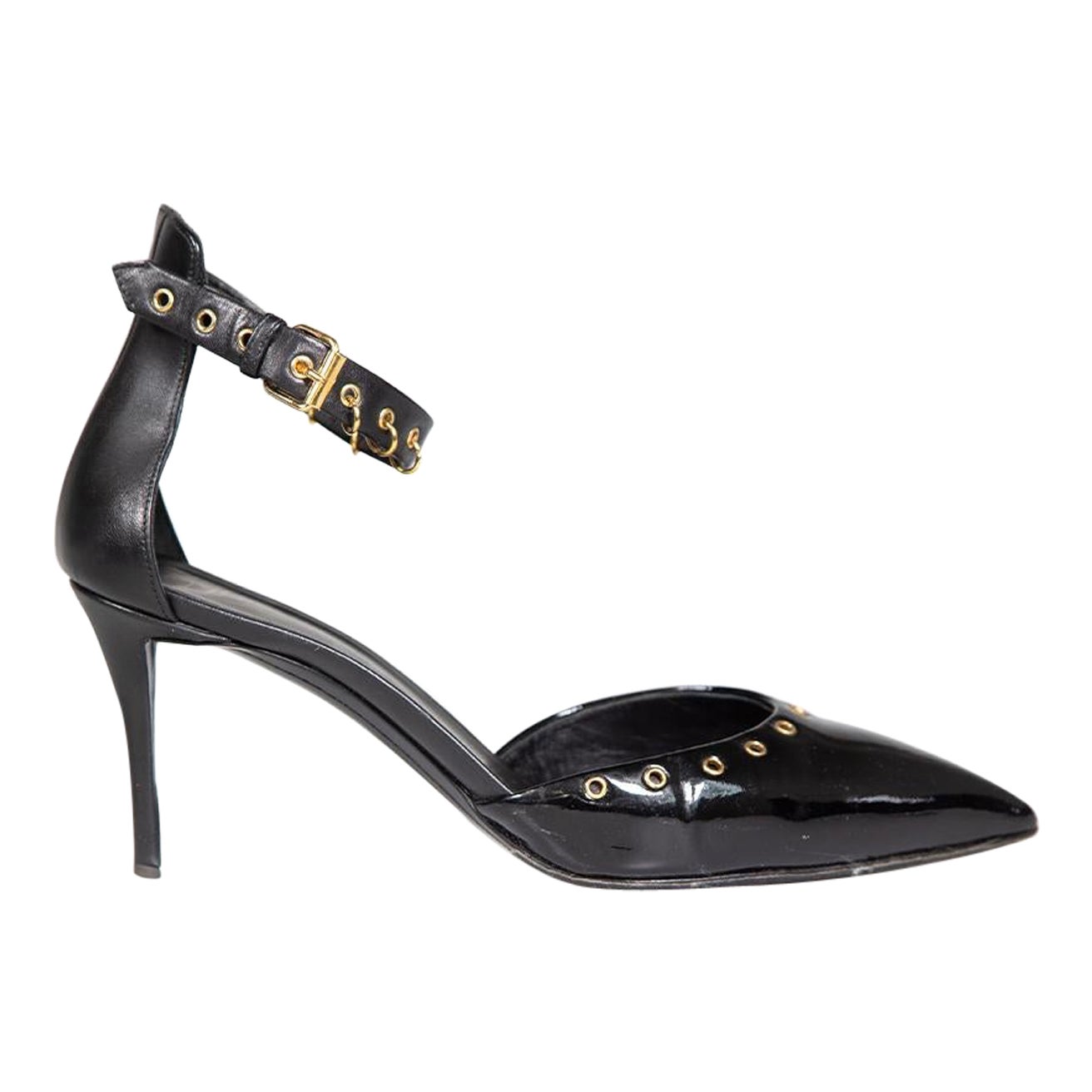 Giuseppe Zanotti Schwarze Lackleder-Pumps mit Ösen und Nieten Größe IT 41
