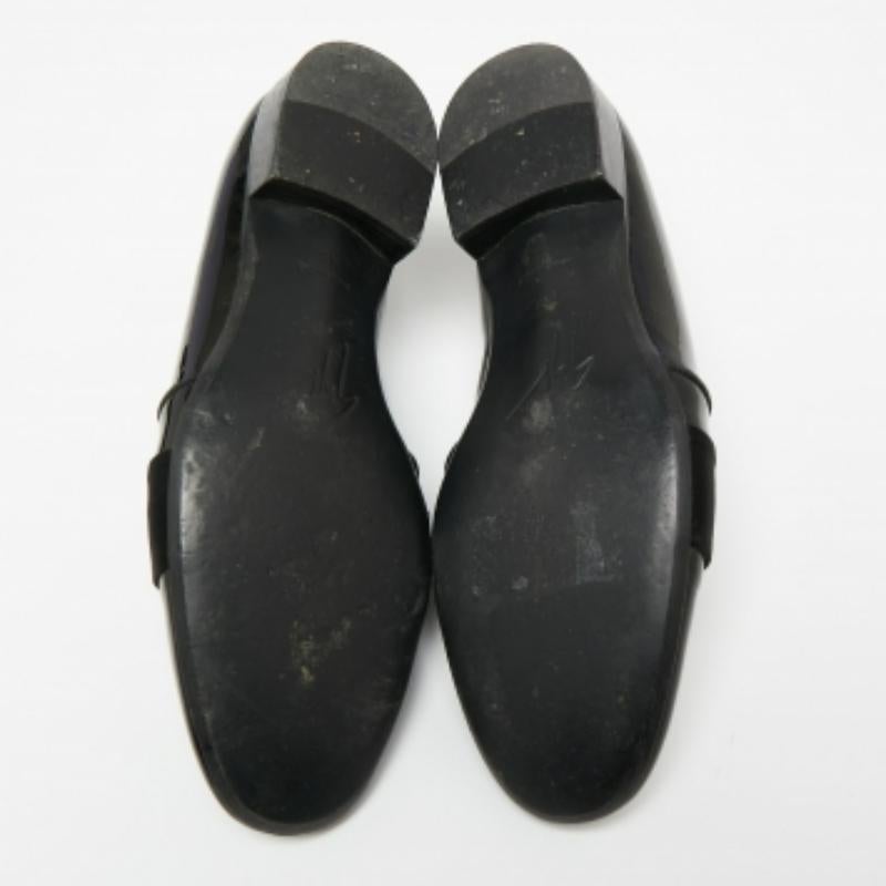 Noir Giuseppe Zanotti Chaussons de smoking en cuir verni et satin noir Taille 40 en vente