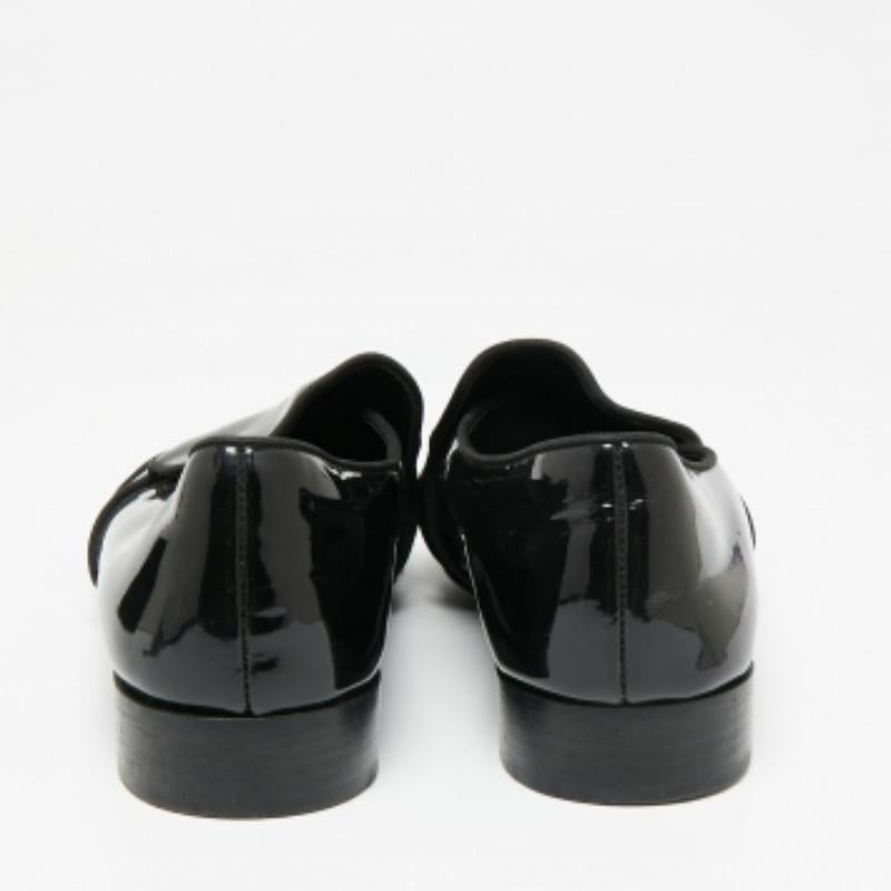 Giuseppe Zanotti Chaussons de smoking en cuir verni et satin noir Taille 40 en vente 1