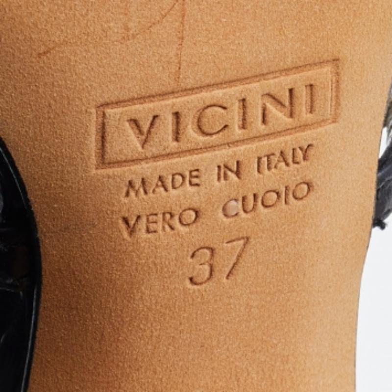 Giuseppe Zanotti Sandalias negras de charol con tacón bloque y tira al tobillo talla 37 en venta 4