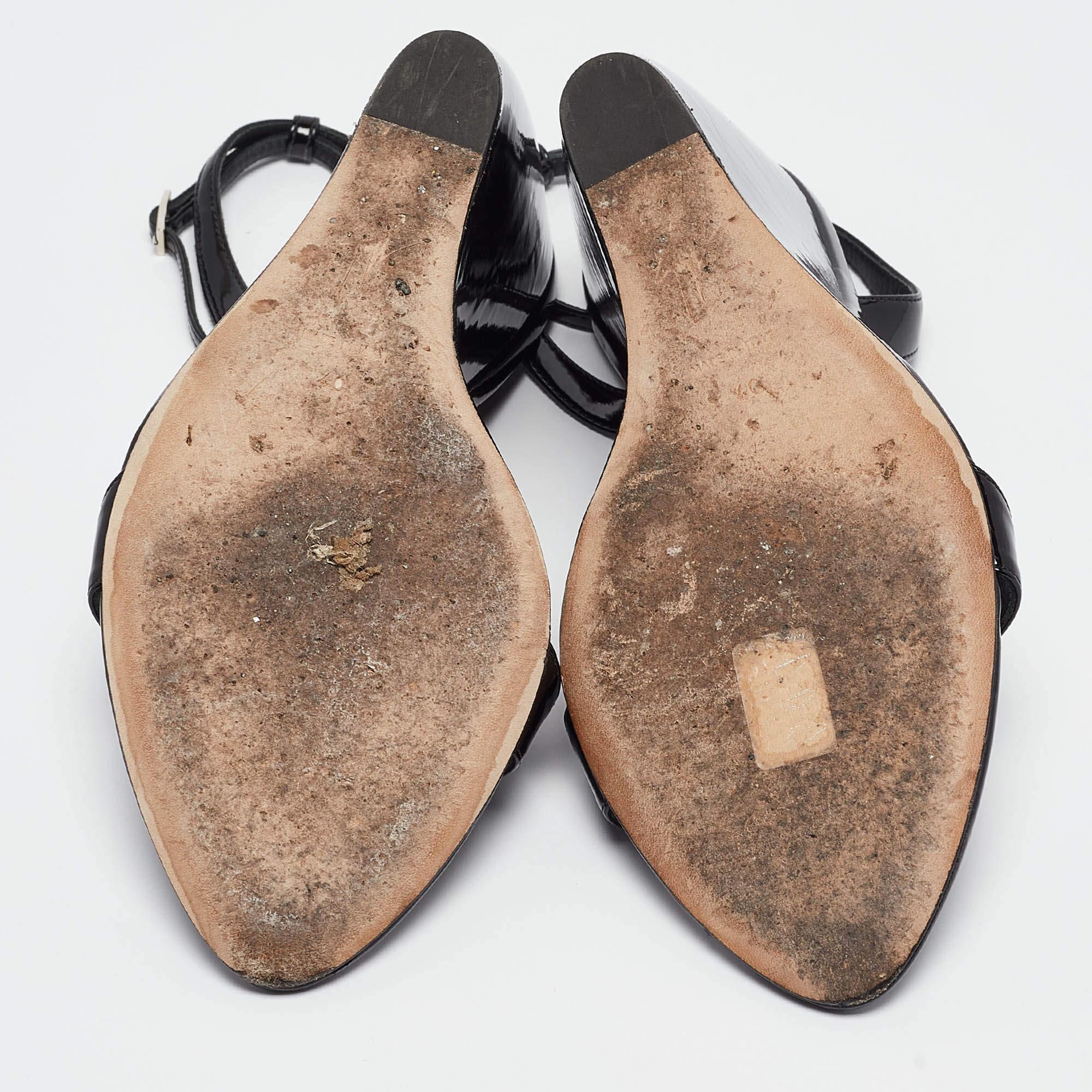 Giuseppe Zanotti Black Patent Leather Ginnyfer Wedge Sandals Size 40 For Sale 2
