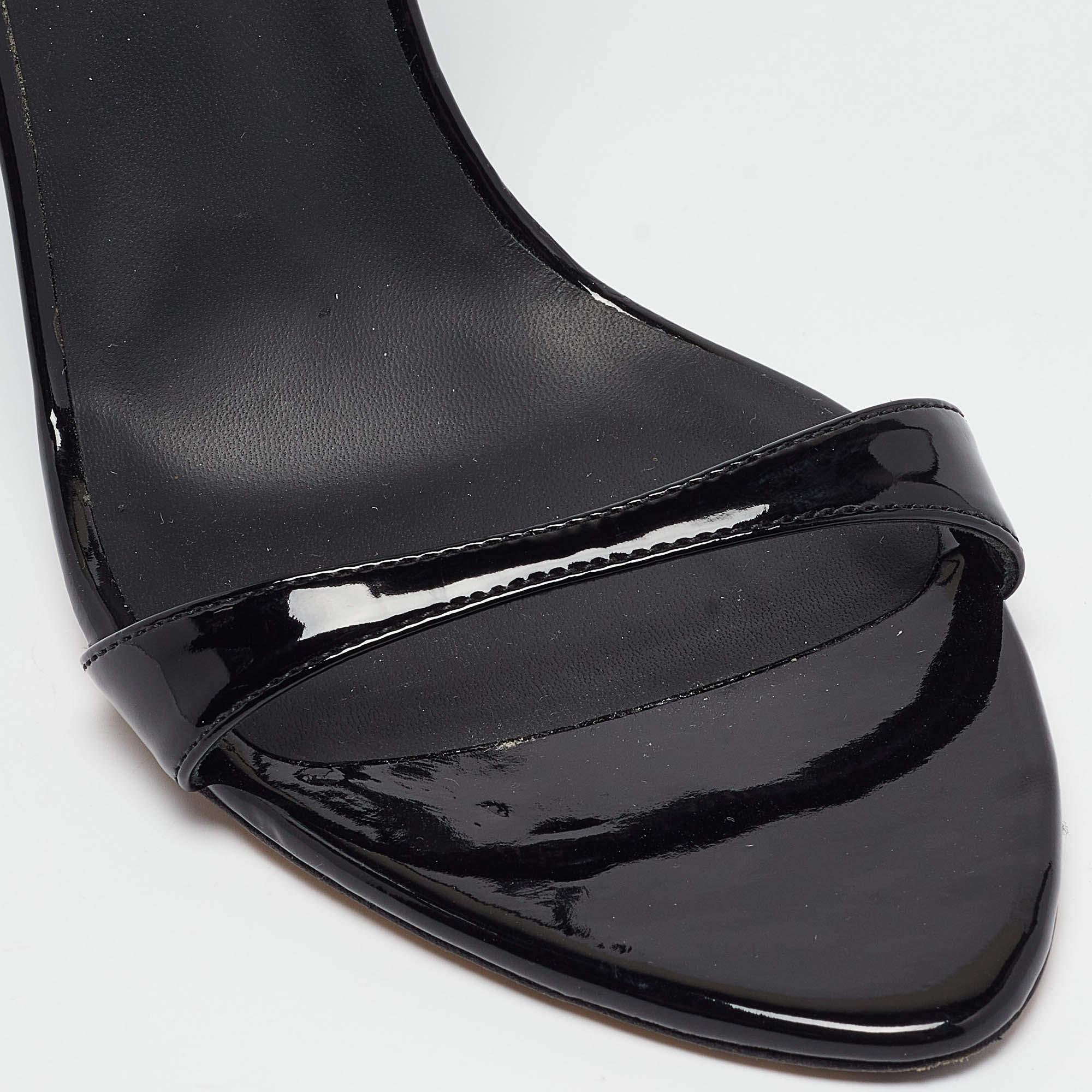 Giuseppe Zanotti Black Patent Leather Ginnyfer Wedge Sandals Size 40 For Sale 3