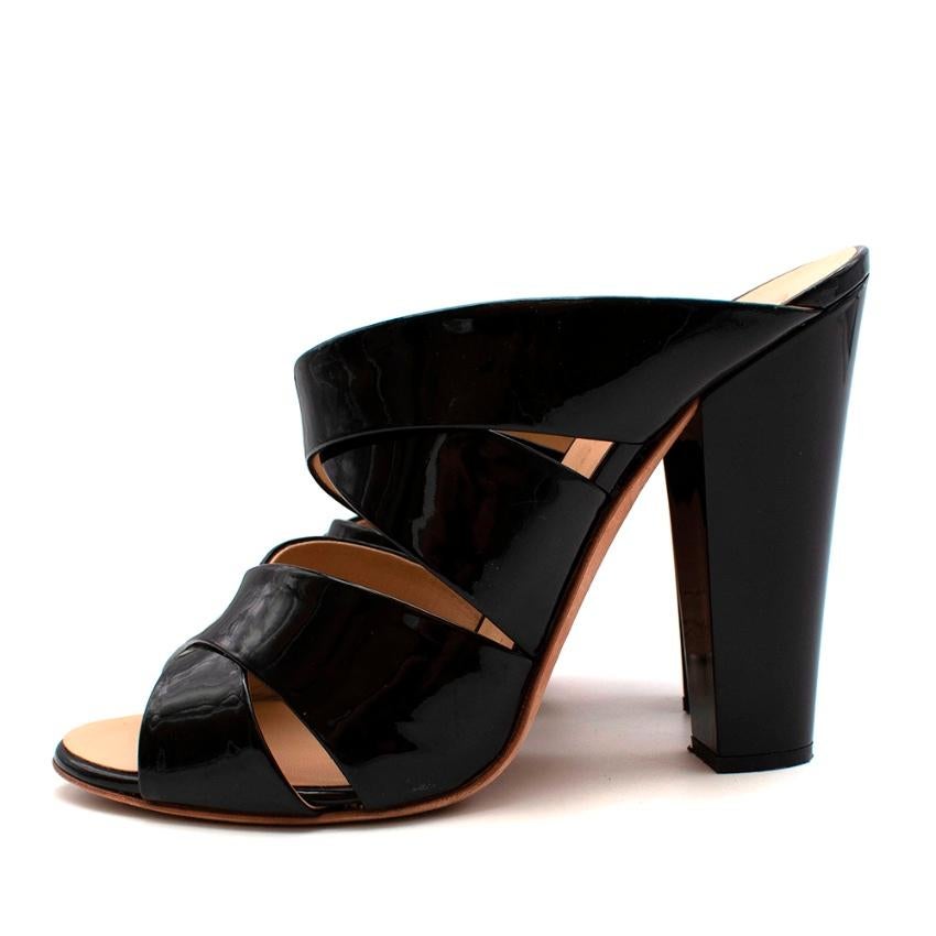 Women's or Men's Giuseppe Zanotti Black Patent Leather Heeled Mules - Size 40