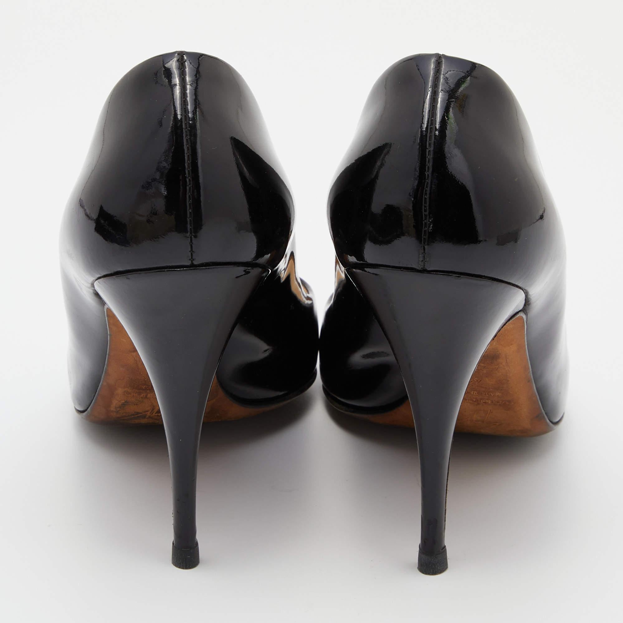 Giuseppe Zanotti Black Patent Leather Open Toe Pumps Size 40 For Sale 1