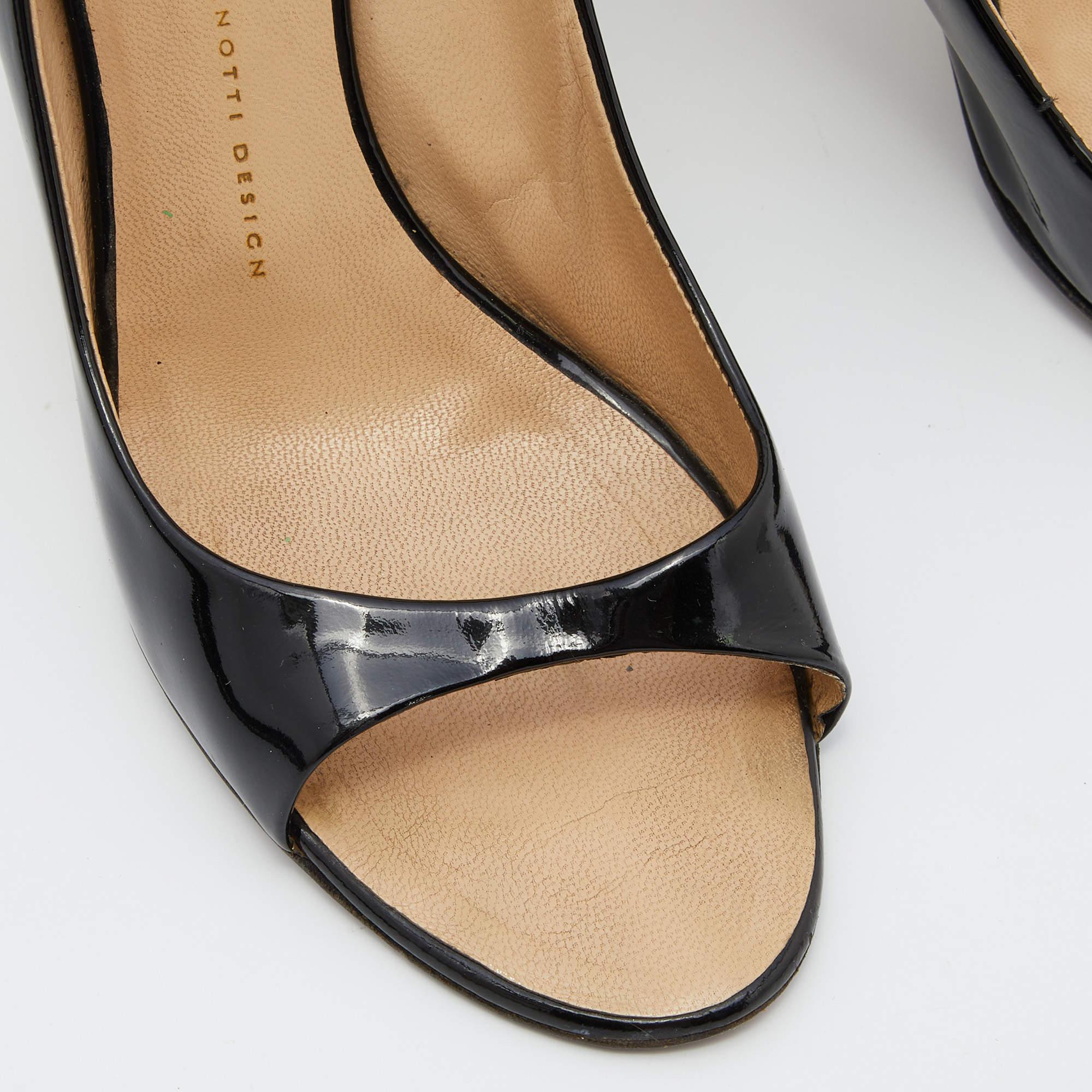 Giuseppe Zanotti Black Patent Leather Open Toe Pumps Size 40 For Sale 3