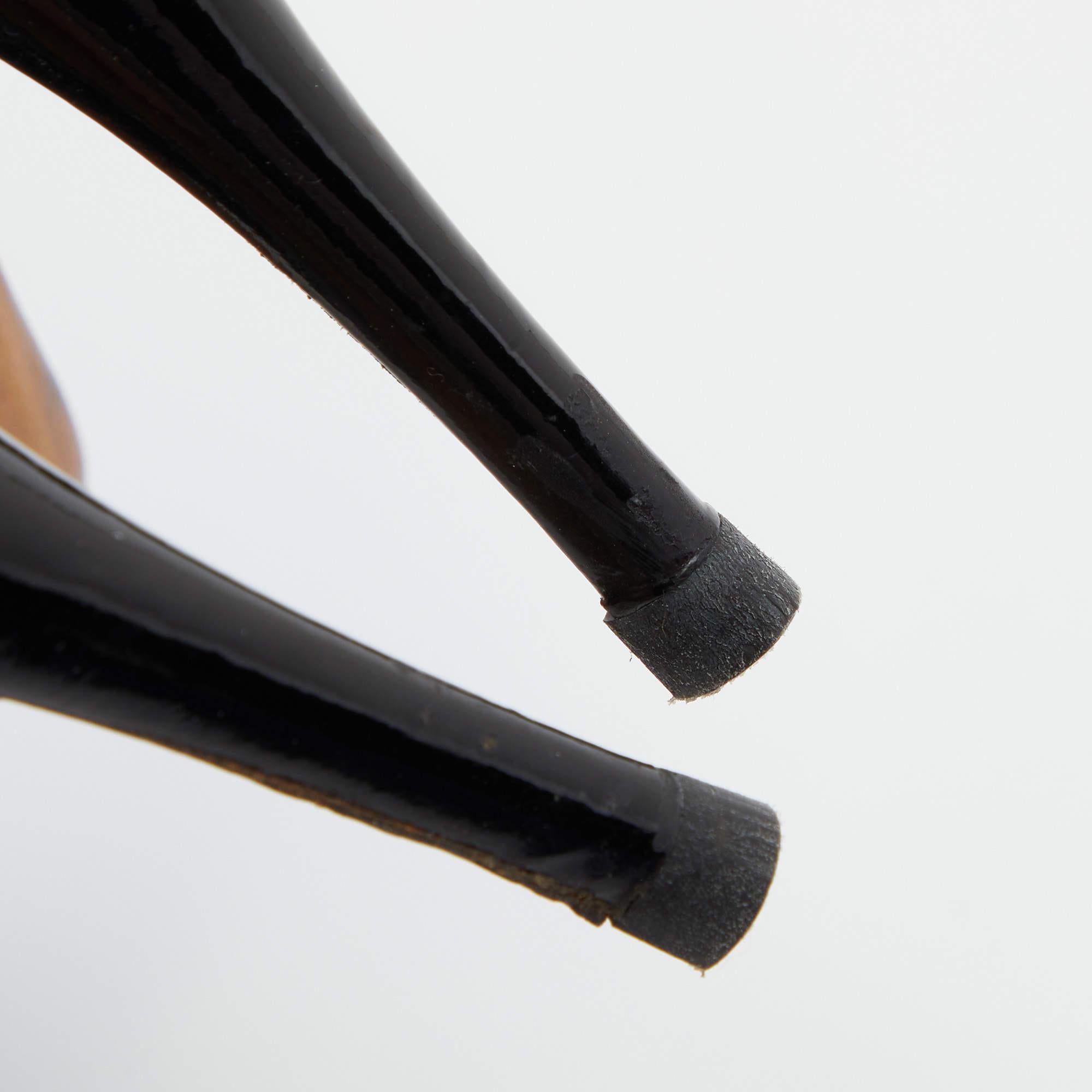Giuseppe Zanotti Black Patent Leather Open Toe Pumps Size 40 For Sale 4