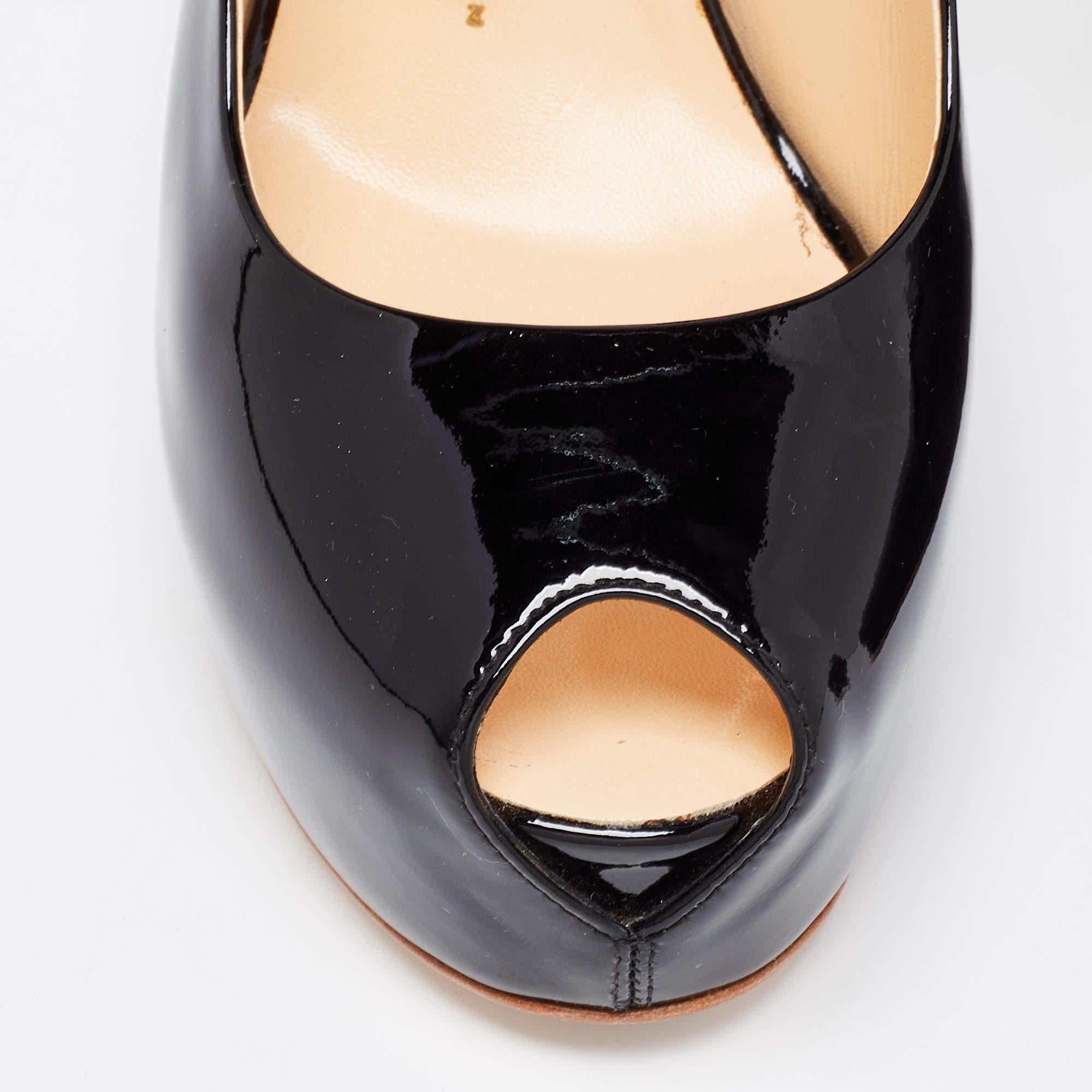 Giuseppe Zanotti Black Patent Leather Peep Toe Platform Sandals Size 40 3