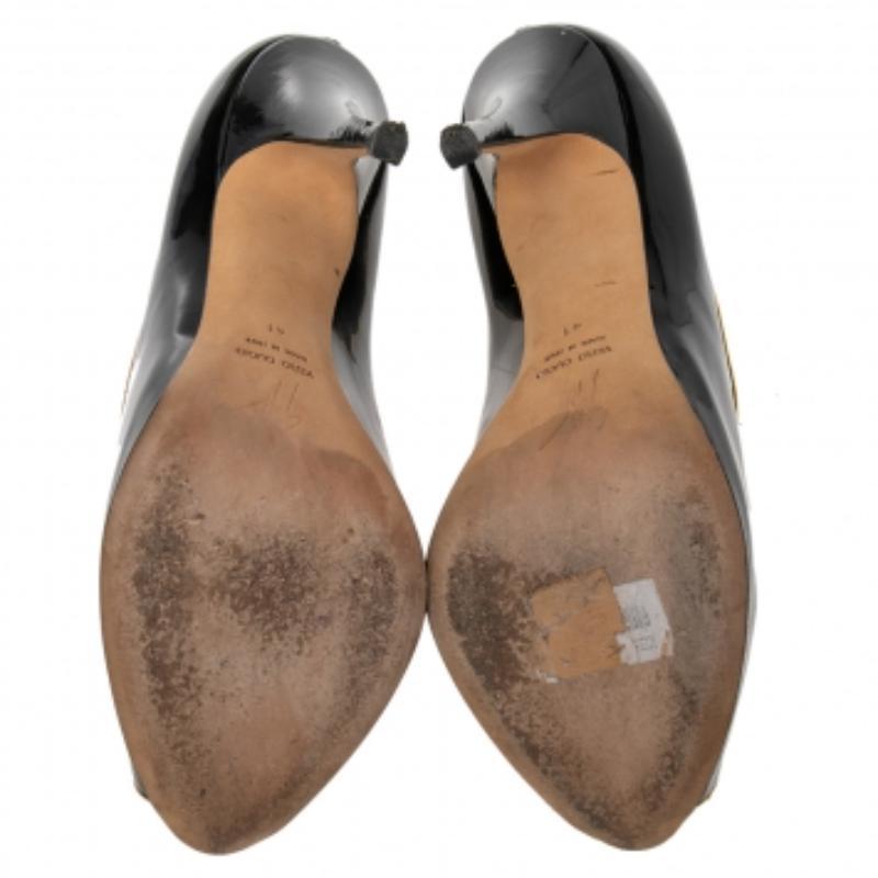 Giuseppe Zanotti - Escarpins à bout ouvert en cuir verni noir, taille 41 Pour femmes 