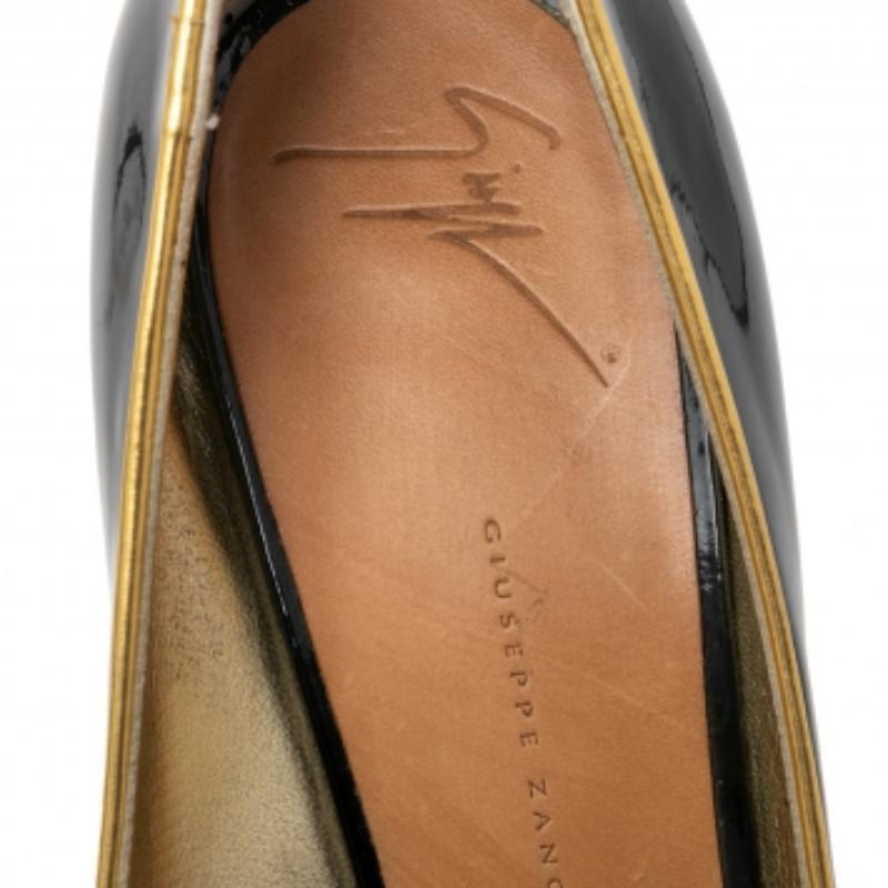 Giuseppe Zanotti - Escarpins à bout ouvert en cuir verni noir, taille 41 2