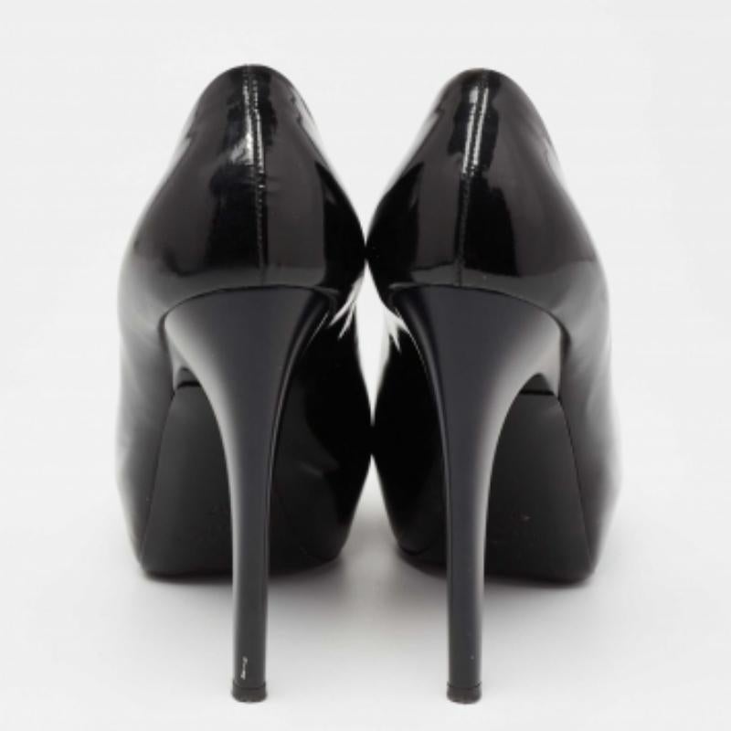 Giuseppe Zanotti Black Patent Leather Platform Peep Toe Pumps Size 37 For Sale 1