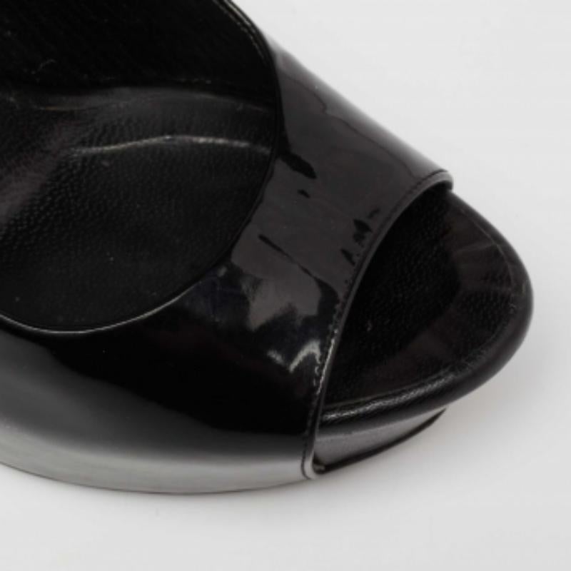 Giuseppe Zanotti Black Patent Leather Platform Peep Toe Pumps Size 37 For Sale 3