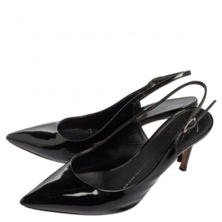 Giuseppe Zanotti Schwarze Slingback-Pumps aus Lackleder Größe 38 Damen im Angebot