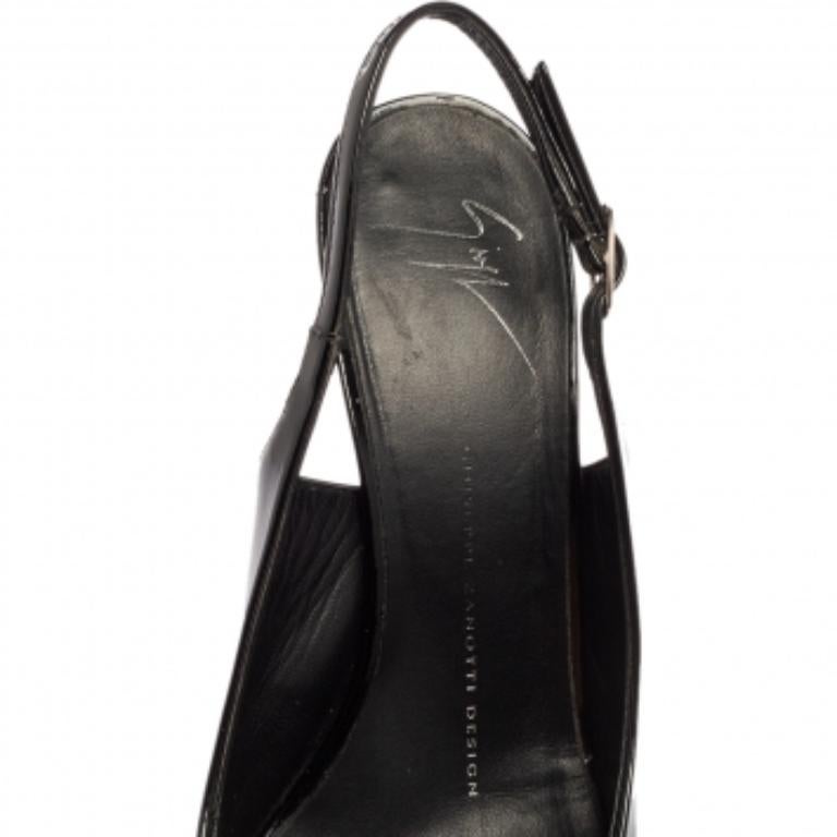 Giuseppe Zanotti Schwarze Slingback-Pumps aus Lackleder Größe 38 im Angebot 3