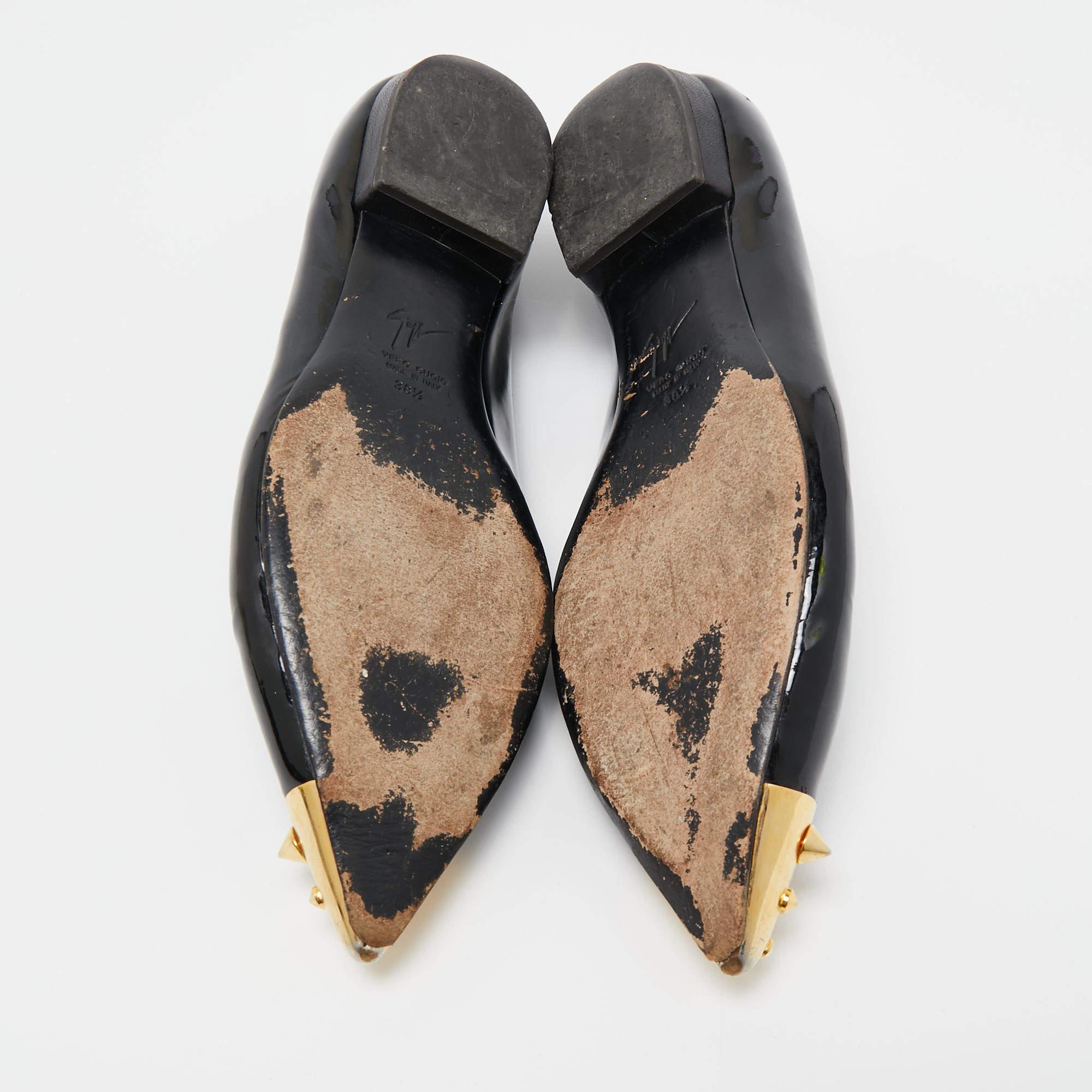 Giuseppe Zanotti Bailarinas con puntera en punta de charol negro Talla 38.5 en venta 1