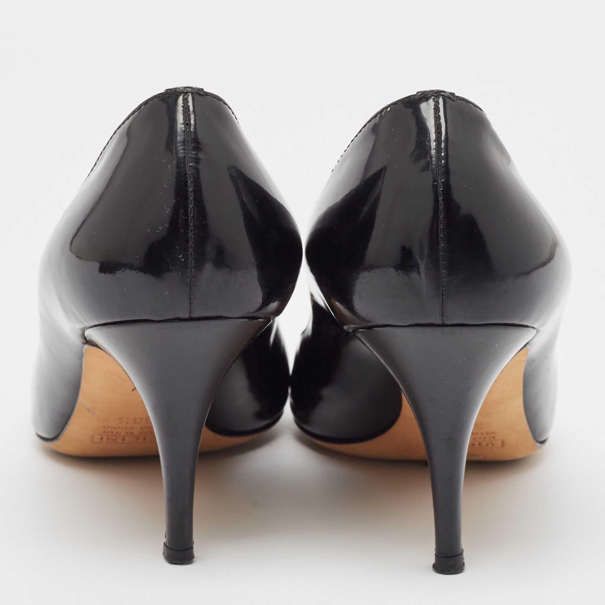 Giuseppe Zanotti Black Patent Round Toe Pumps Size 38.5 For Sale 1