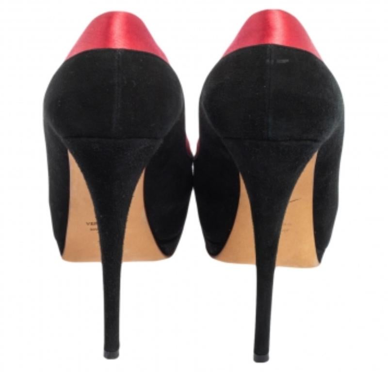  Giuseppe Zanotti Black/Pink Suede and Satin Peep Toe Platform Pumps Size 36 Pour femmes 