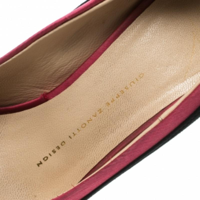 Giuseppe Zanotti Schwarz/Rosa Wildleder und Satin Peep Toe Plateau Pumps Größe 38 Damen im Angebot
