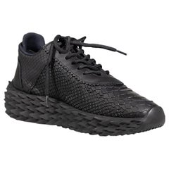 Giuseppe Zanotti Black Python Embossed Trainers Size IT 37.5