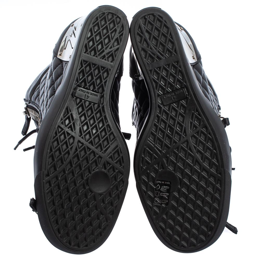 Women's Giuseppe Zanotti Black Quilted Leather Lorenz Wedge Sneakers Size 41