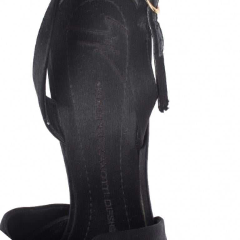 Giuseppe Zanotti Schwarze Sandalen mit Kristallverzierung und Slingback aus Satin mit Schleife Größe 39 Damen im Angebot