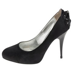 Giuseppe Zanotti Black Satin Round Toe Pumps Size 37.5