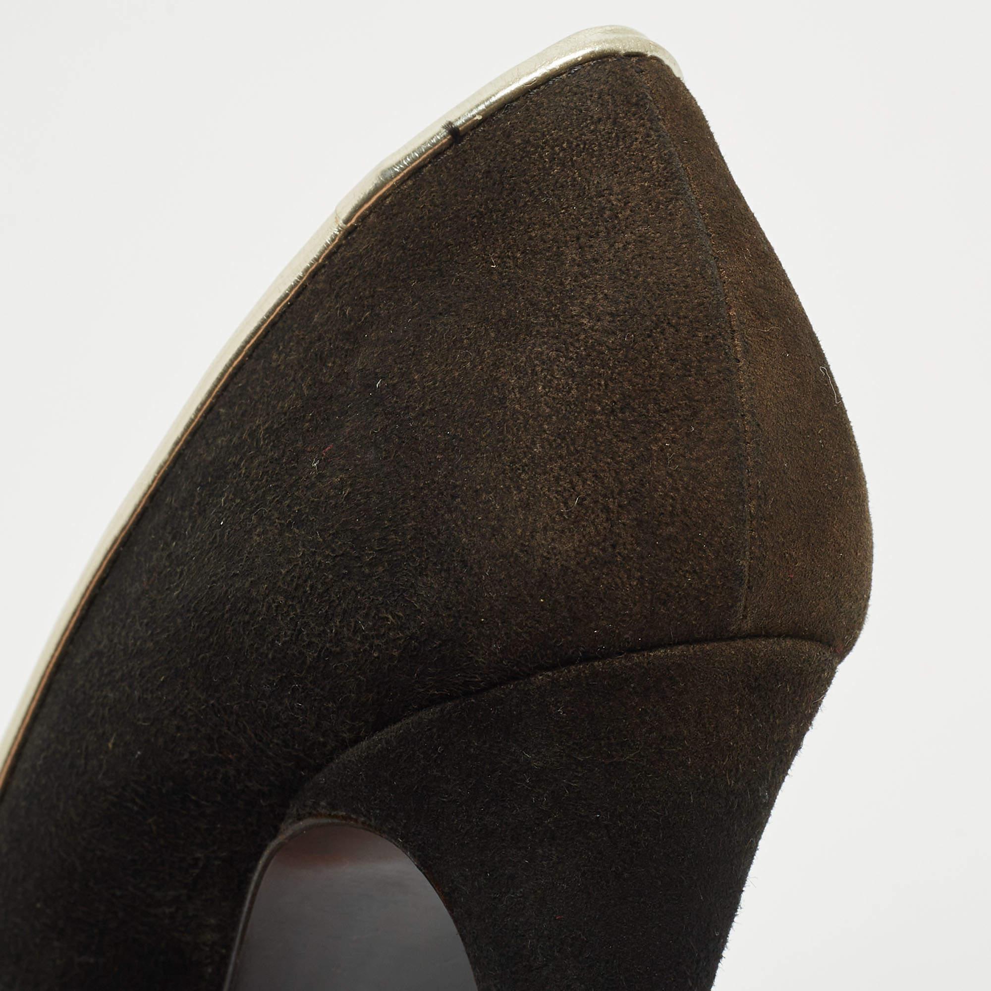 Giuseppe Zanotti Black /Silver Suede Peep Toe Platform Pumps Size 35 For Sale 4