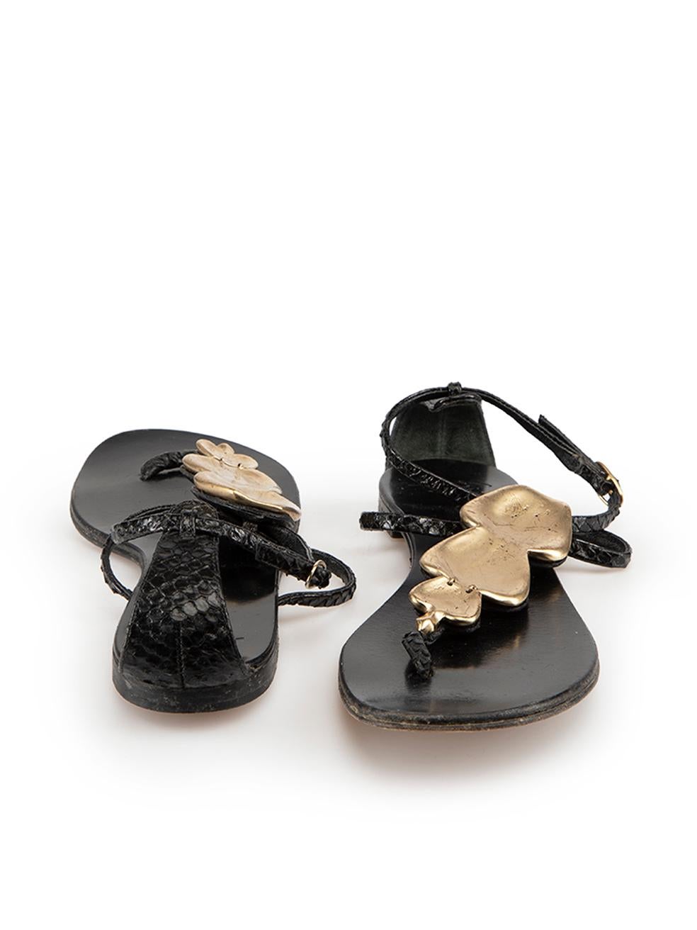 Giuseppe Zanotti Schwarze Schlangenhaut-Sandalen mit Anhänger Größe IT 36 im Zustand „Gut“ im Angebot in London, GB