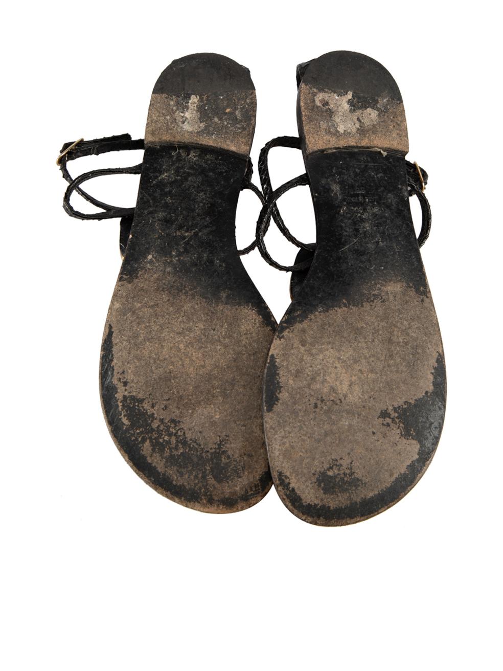 Giuseppe Zanotti Schwarze Schlangenhaut-Sandalen mit Anhänger Größe IT 36 Damen im Angebot