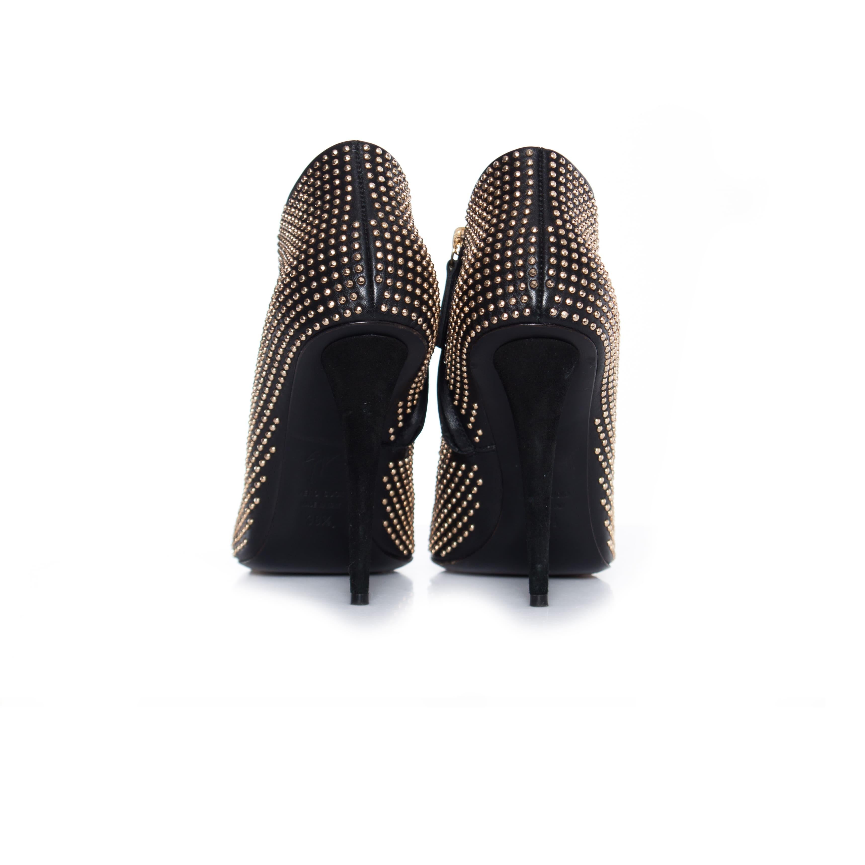 Giuseppe Zanotti, Black studded ankle boots. For Sale 1