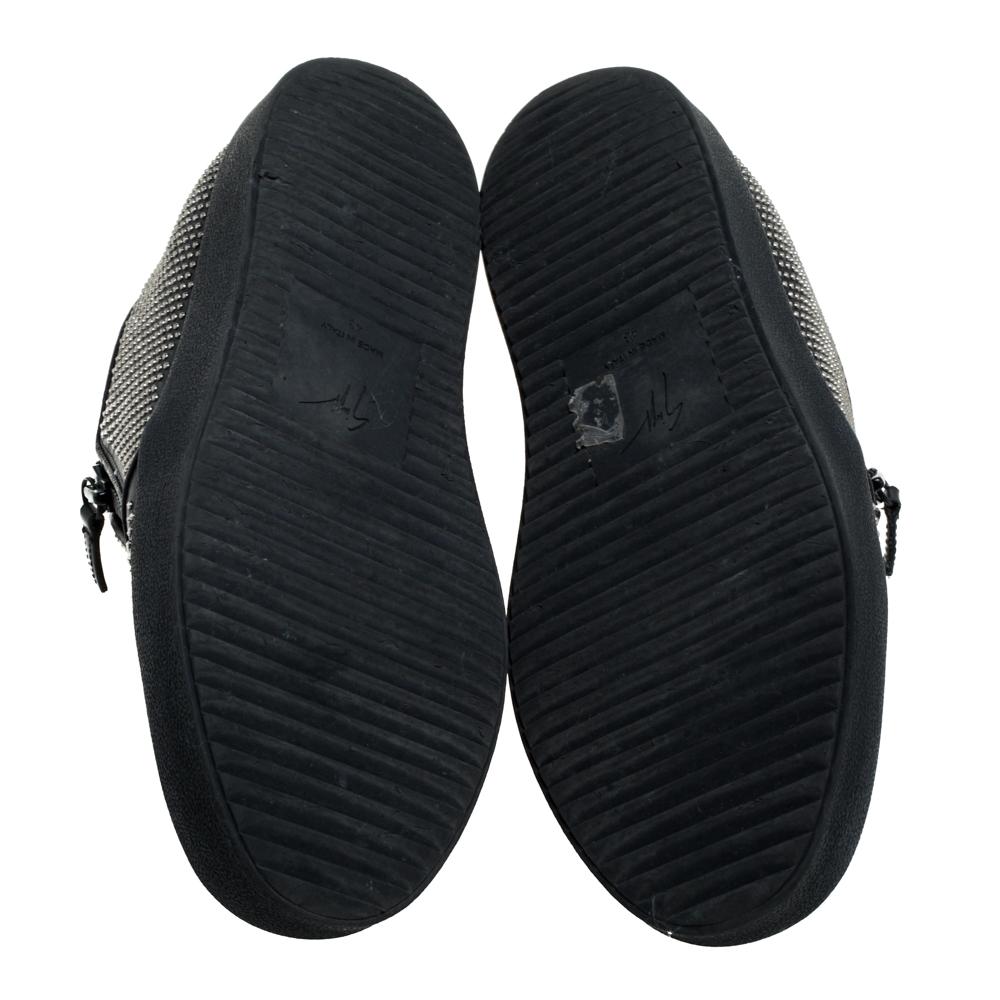 Giuseppe Zanotti Black Studded Leather Eve Slip On Sneakers Size 43 For Sale 1