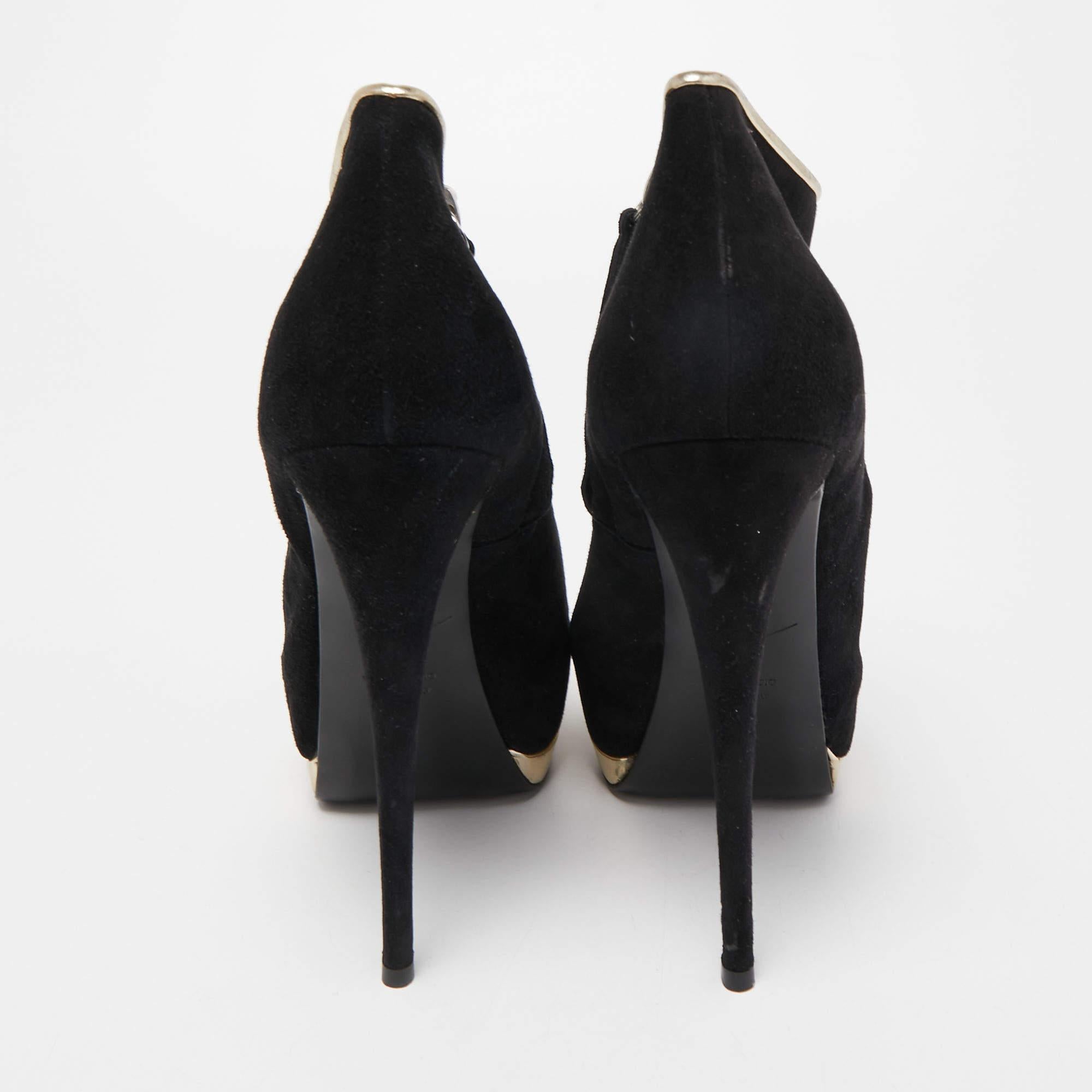 Giuseppe Zanotti - Bottines noires en daim et cuir, taille 40 Pour femmes en vente
