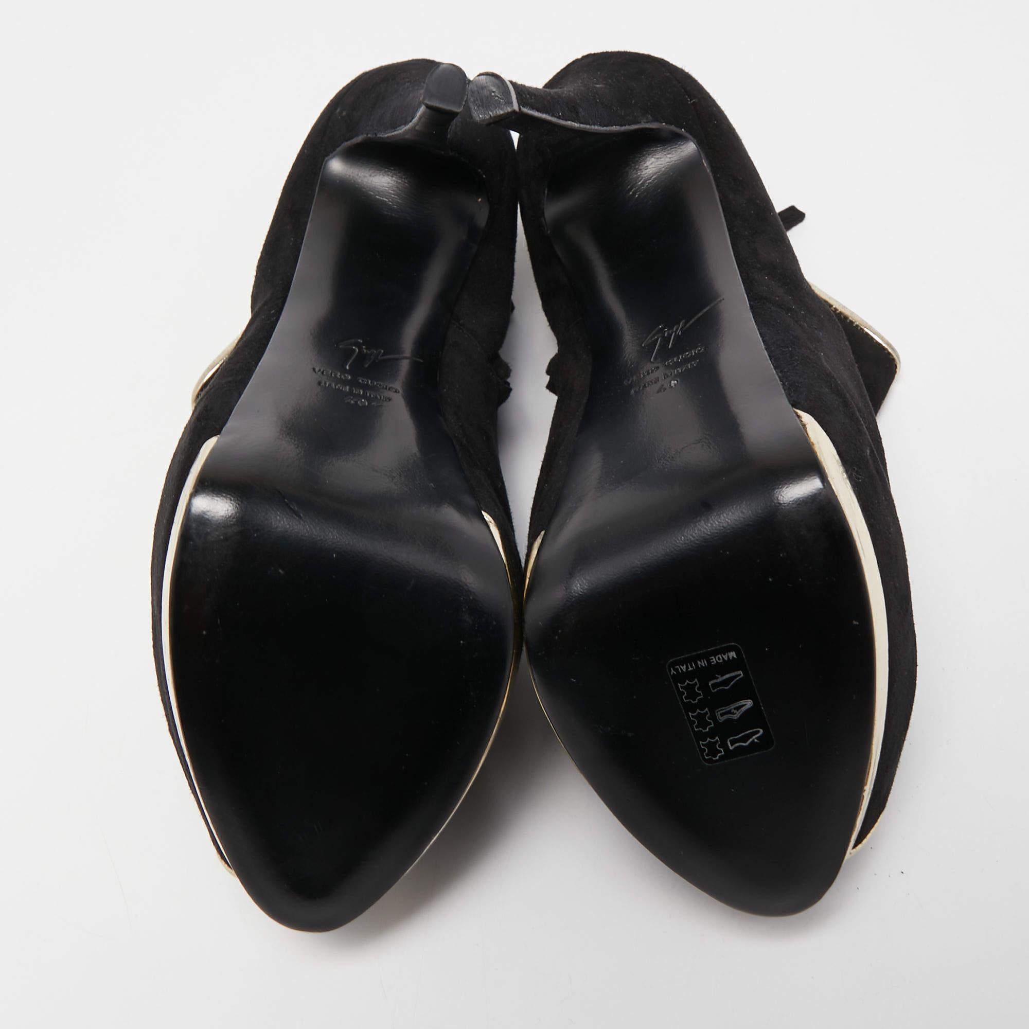 Giuseppe Zanotti - Bottines noires en daim et cuir, taille 40 en vente 3