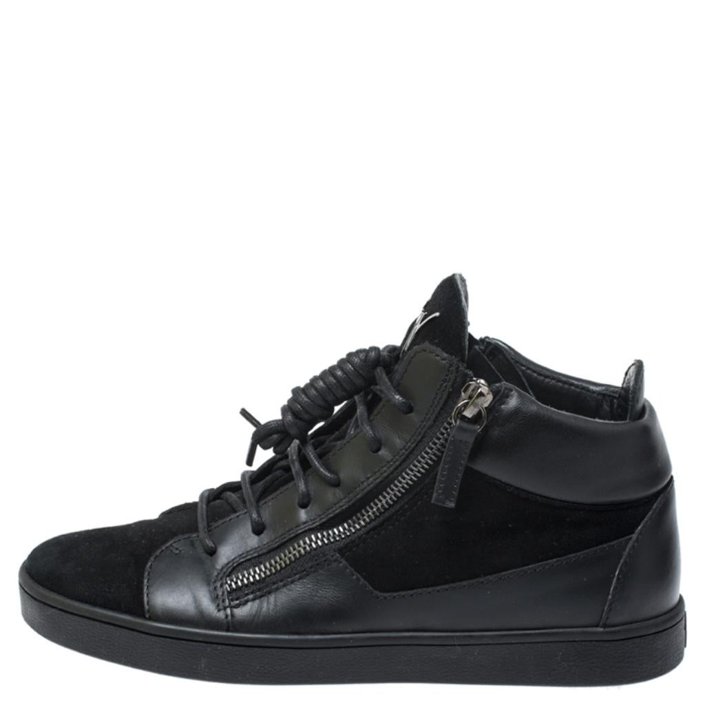 Giuseppe Zanotti Black Suede And Leather High Top Sneakers Size 37 at ...