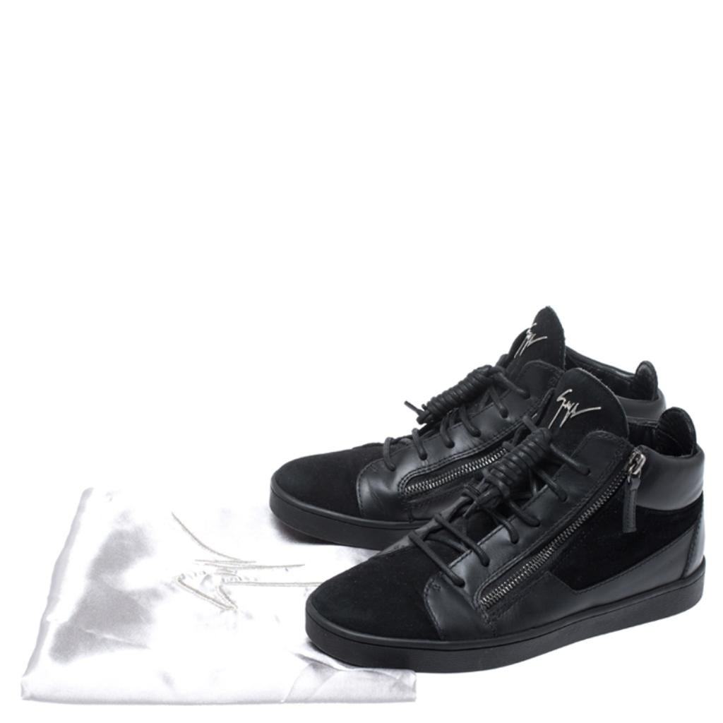 Giuseppe Zanotti Black Suede And Leather High Top Sneakers Size 37 at ...