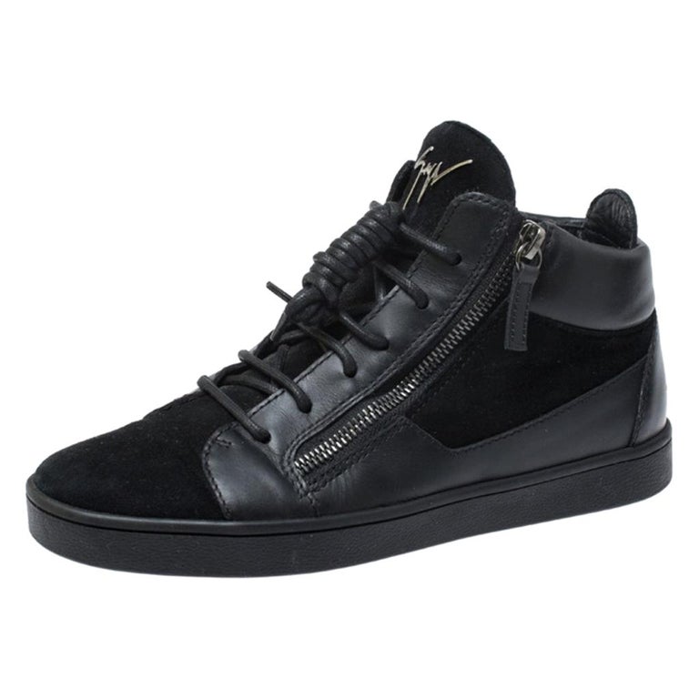 Zanotti Black Suede And Leather High Top Size 37 Sale 1stDibs