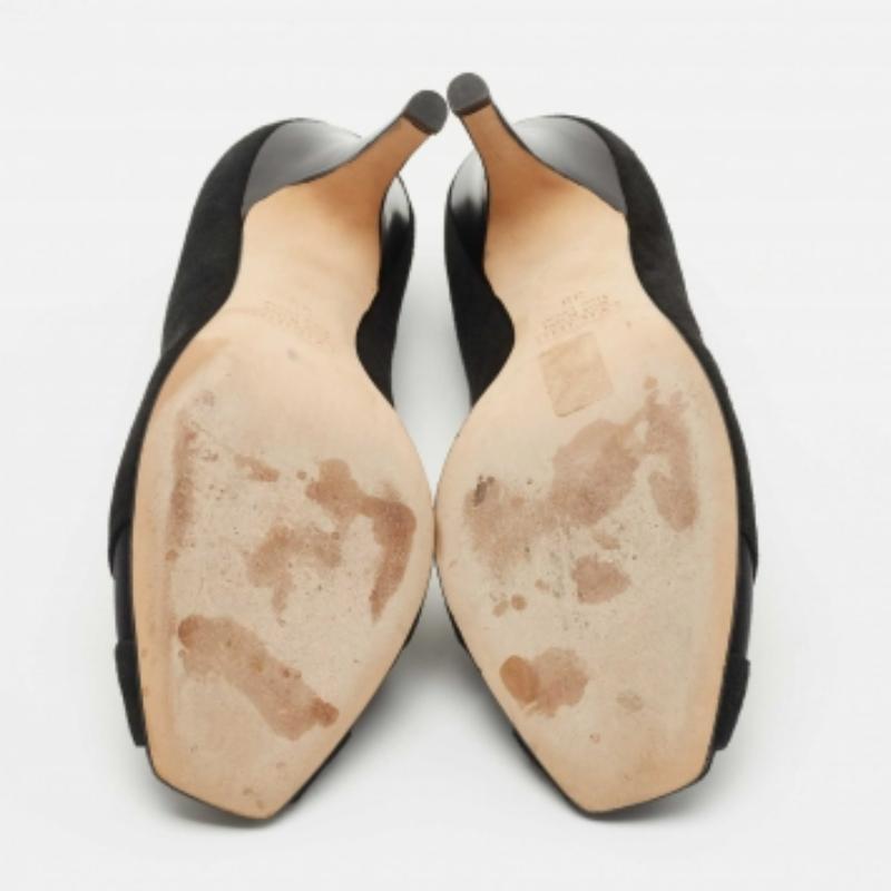 Giuseppe Zanotti Pumps Peep Toe in camoscio e raso nero taglia 39 in vendita 1