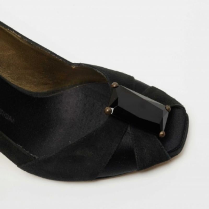 Giuseppe Zanotti Pumps Peep Toe in camoscio e raso nero taglia 39 in vendita 2