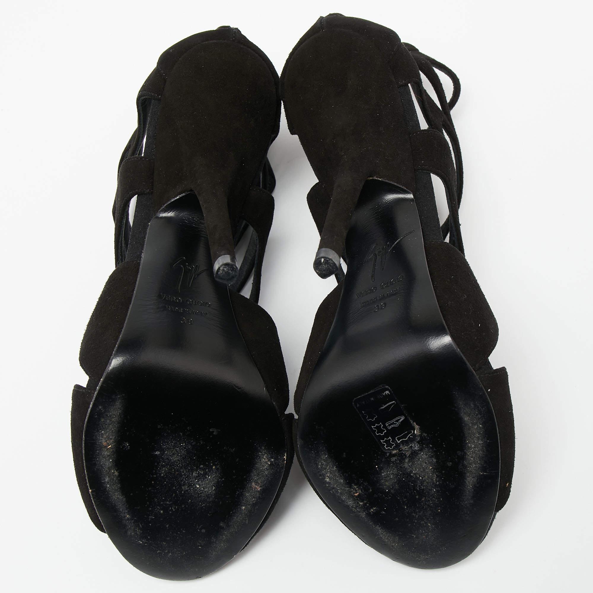 Giuseppe Zanotti Black Suede Butterfly Cutout Sandals Size 38 2