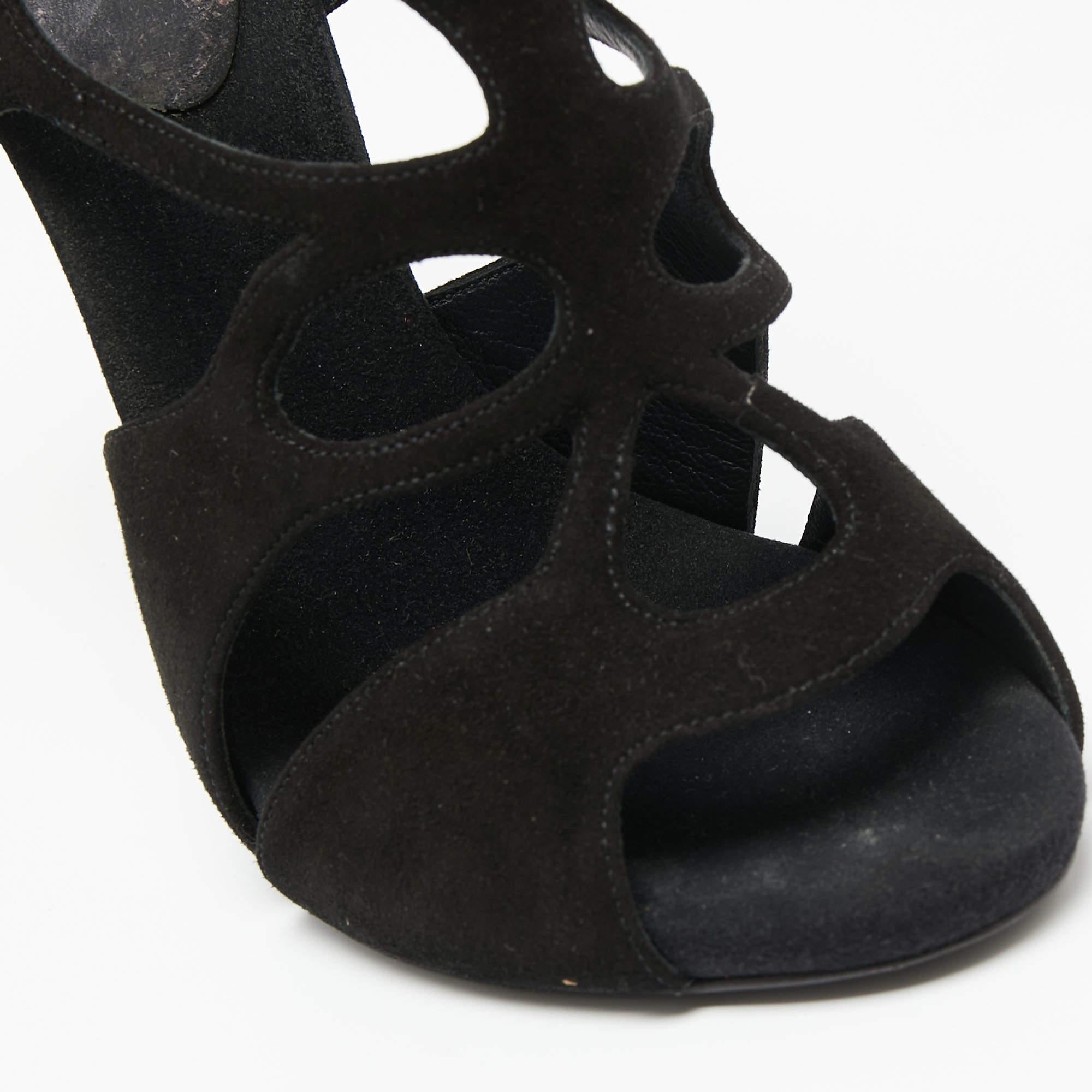 Giuseppe Zanotti Black Suede Butterfly Cutout Sandals Size 38 3