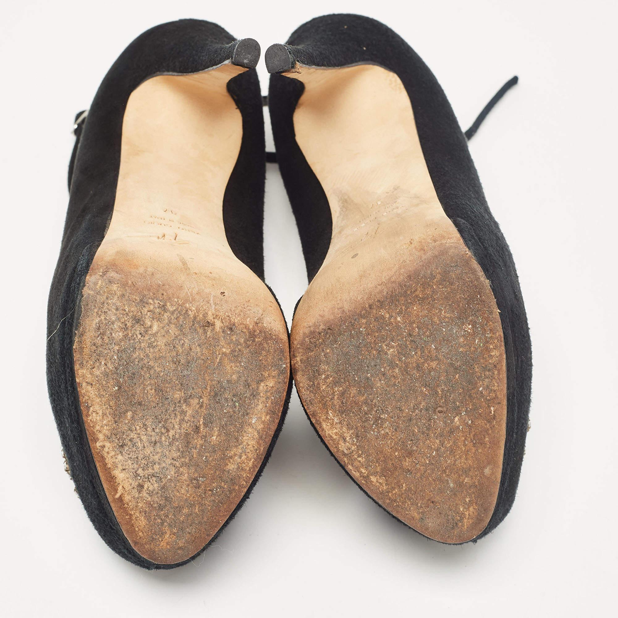 Giuseppe Zanotti Escarpins Peep Toe en daim noir avec ornements en cristal Taille 37 en vente 1