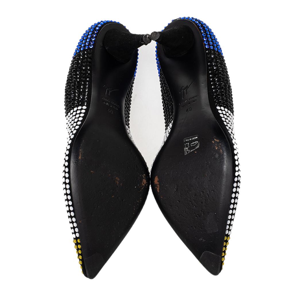 Giuseppe Zanotti Black Suede Crystal Embellished Pointed Toe Pumps Size 40 1