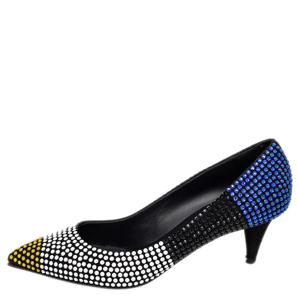 Giuseppe Zanotti Black Suede Crystal Embellished Pointed Toe Pumps Size 40 3