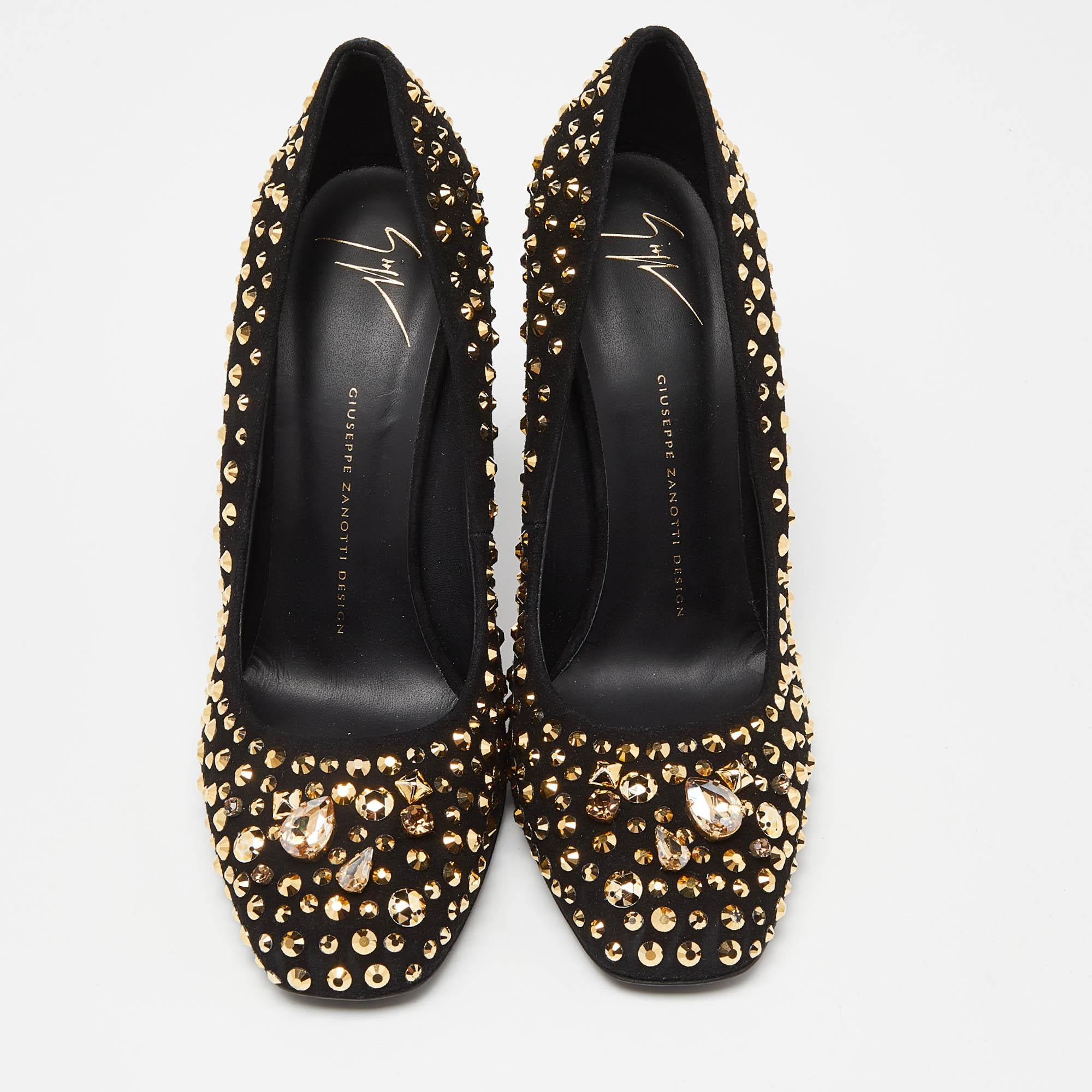 Nero Giuseppe Zanotti Pumps in camoscio nero impreziosite da cristalli misura 41 in vendita