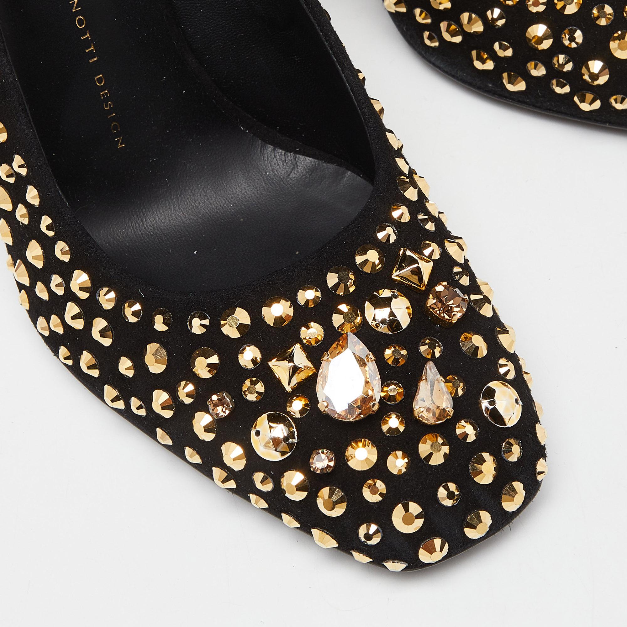 Giuseppe Zanotti Pumps in camoscio nero impreziosite da cristalli misura 41 in vendita 2