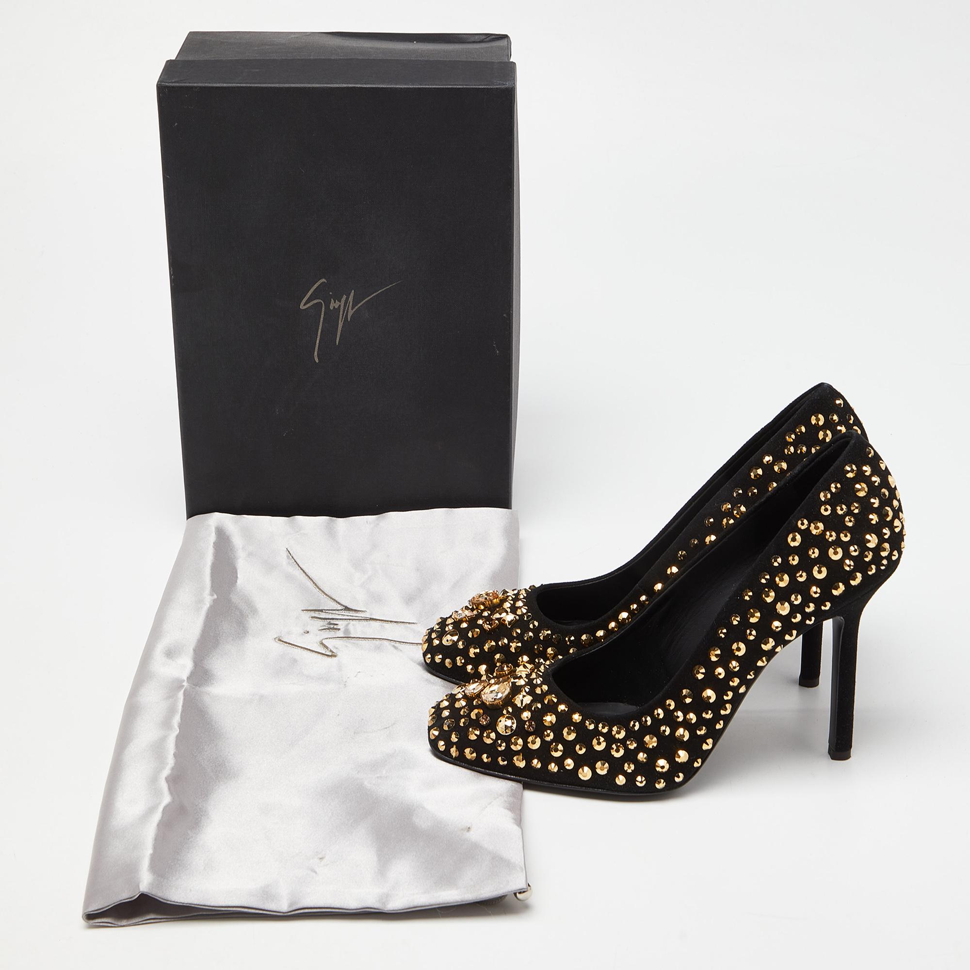 Giuseppe Zanotti Pumps in camoscio nero impreziosite da cristalli misura 41 in vendita 4