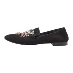 Giuseppe Zanotti Chaussons fumants en daim noir ornés de cristaux Taille 44
